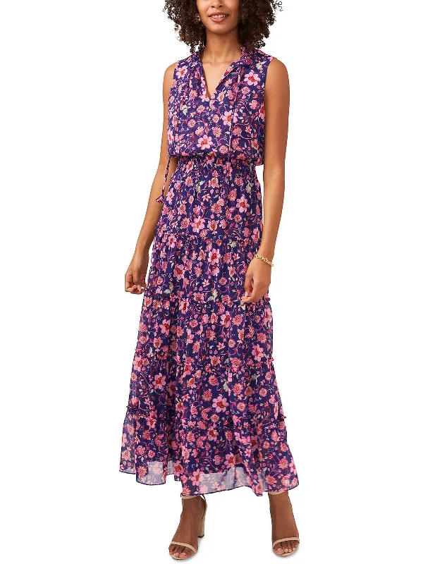 Striped Dresses for Fashionable -Womens Floral Print Smocked Maxi Dress