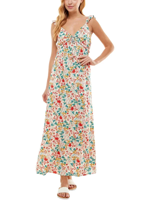 Buttoned Dresses for Stylish -Juniors Womens Floral Print Long Maxi Dress