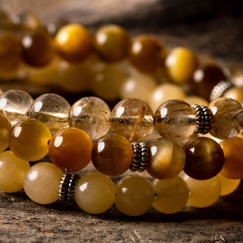 Bracelets with open cuff for easy wear -Golden Rutilated Quartz Natural Gemstone Bracelet