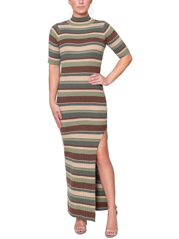 Buttoned Dresses for Stylish -Esme Womens Striped Maxi Sweaterdress