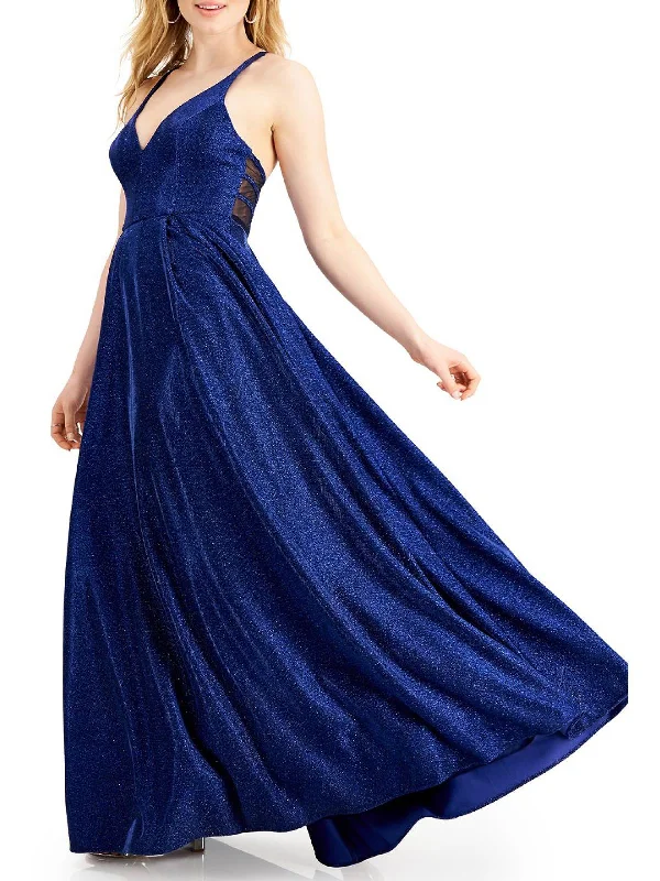 Solid Color Dresses for Simple -Juniors Womens Mesh Inset Long Evening Dress