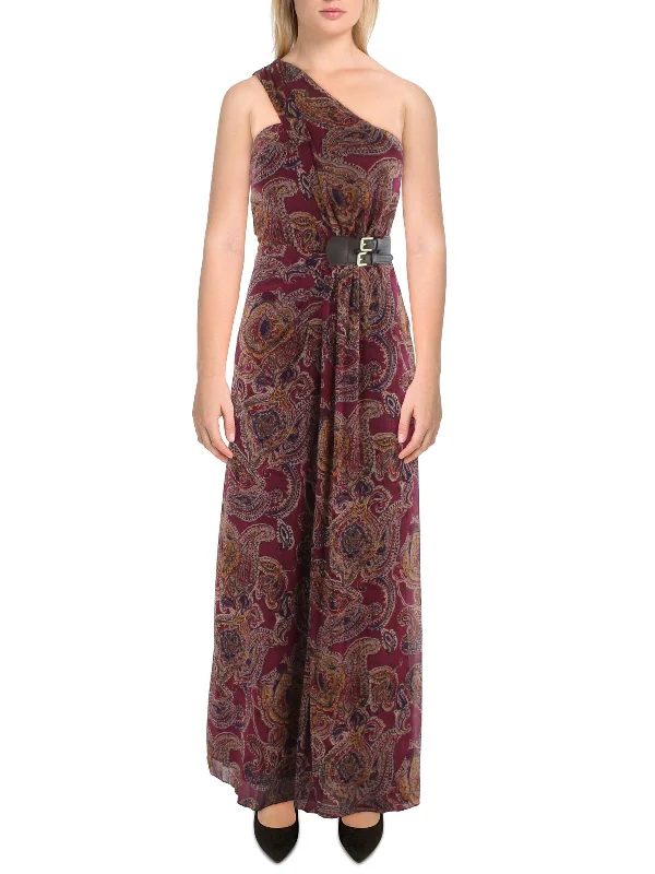 Flared Dresses for Retro -Womens Chiffon Paisley Evening Dress