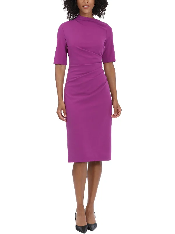 Wool Dresses for Warmth -Womens Gathered Work Sheath Dress