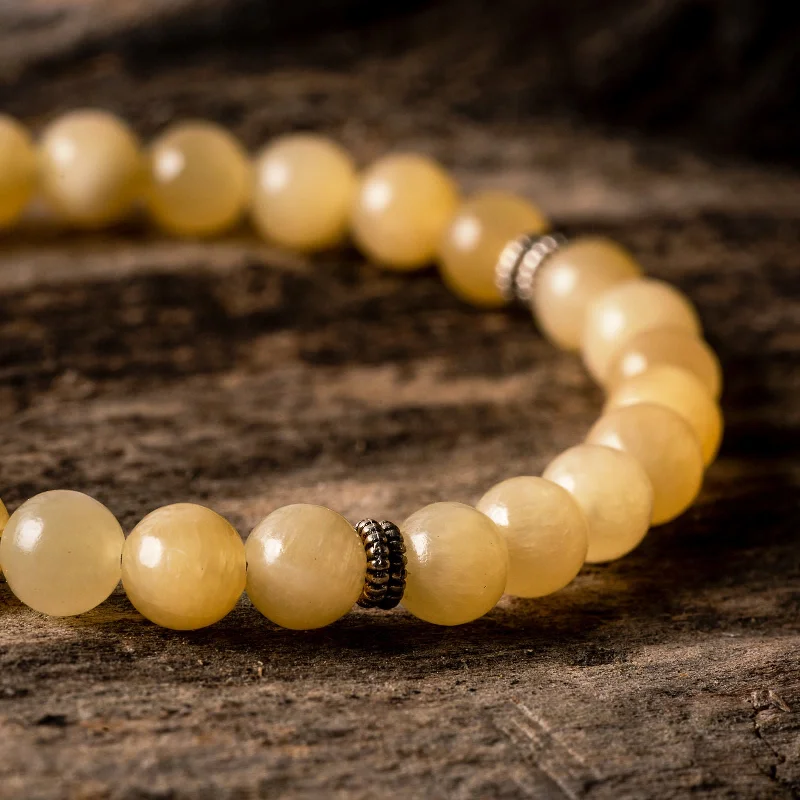 Bracelets with star sapphire for unique shine -Yellow Calcite Natural Gemstone Bracelet