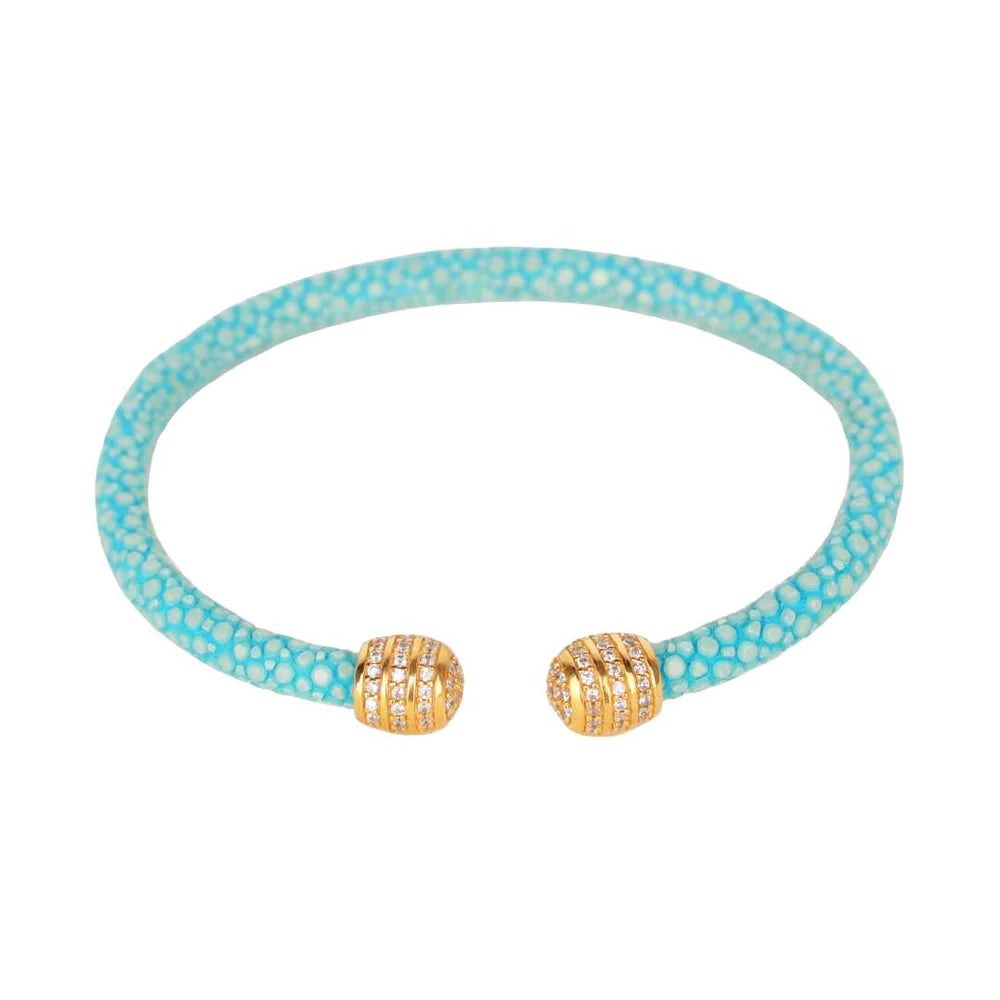 Bracelets with floral sapphire for romantic glow -BuDhaGirl Turquoise Iman Stingray Cuff