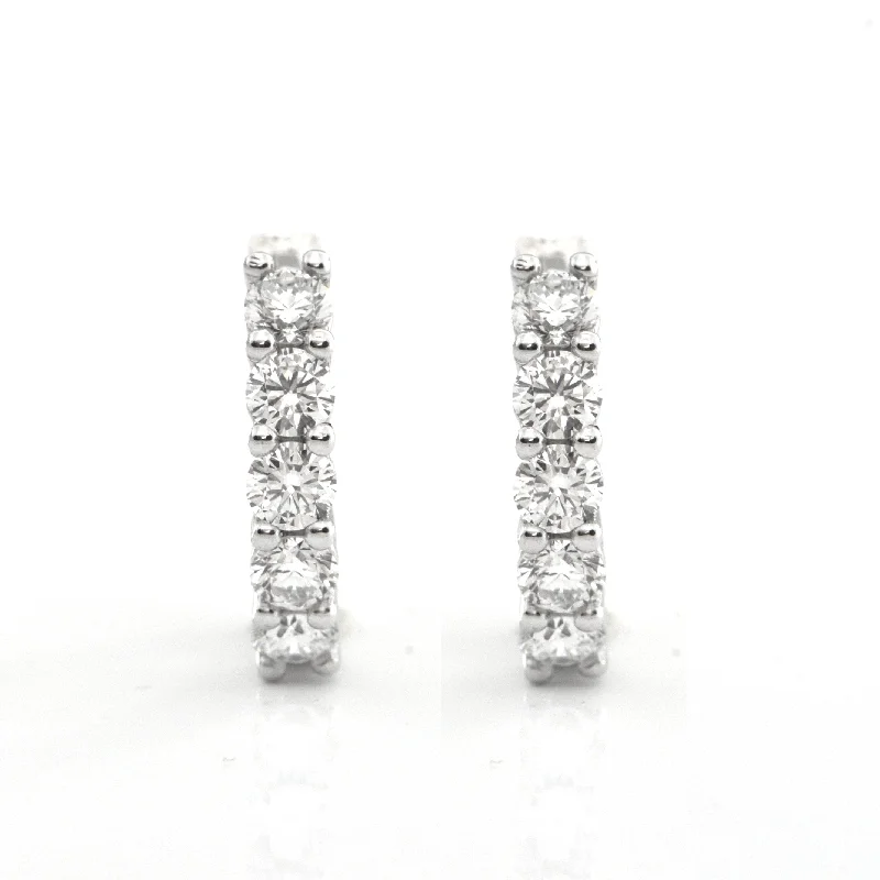 Hoop earrings with intricate designs for a unique and artistic appearance-1.09ct Diamond Five-Stone Hoop Huggie Earrings