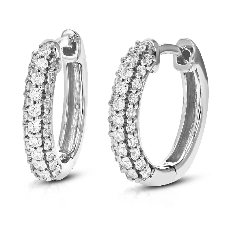 Best hoop earrings with baroque pearls for a luxurious and elegant vibe-1/2 cttw Round Lab Grown Diamond Gorgeous Hoop Earrings .925 Sterling Silver Prong Set 1/2 Inch