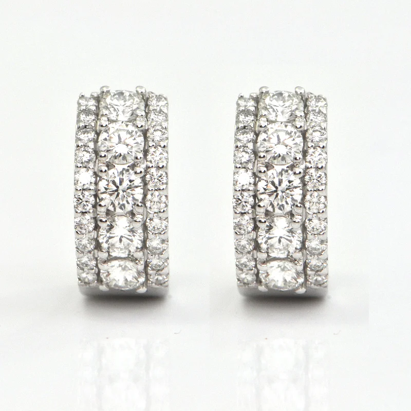 Lightweight hoop earrings for comfortable and all-day wear-1.66CT Diamond Three Row Hoop earrings