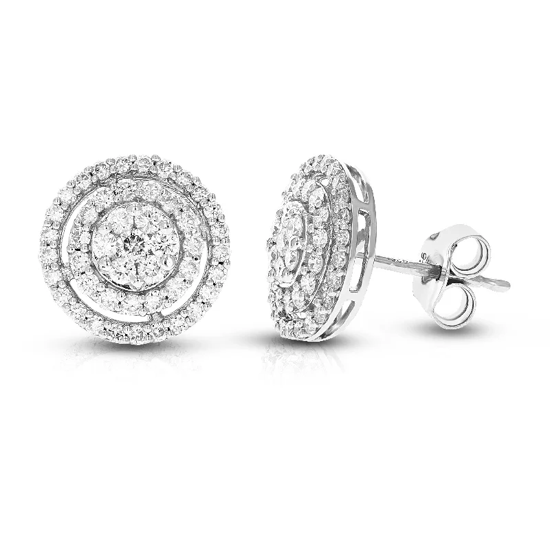 Best hoop earrings with blackened metal for an edgy and bold appearance-1 cttw 94 Stones Round Lab Grown Diamond Studs Earrings .925 Sterling Silver Prong Set Round Shape