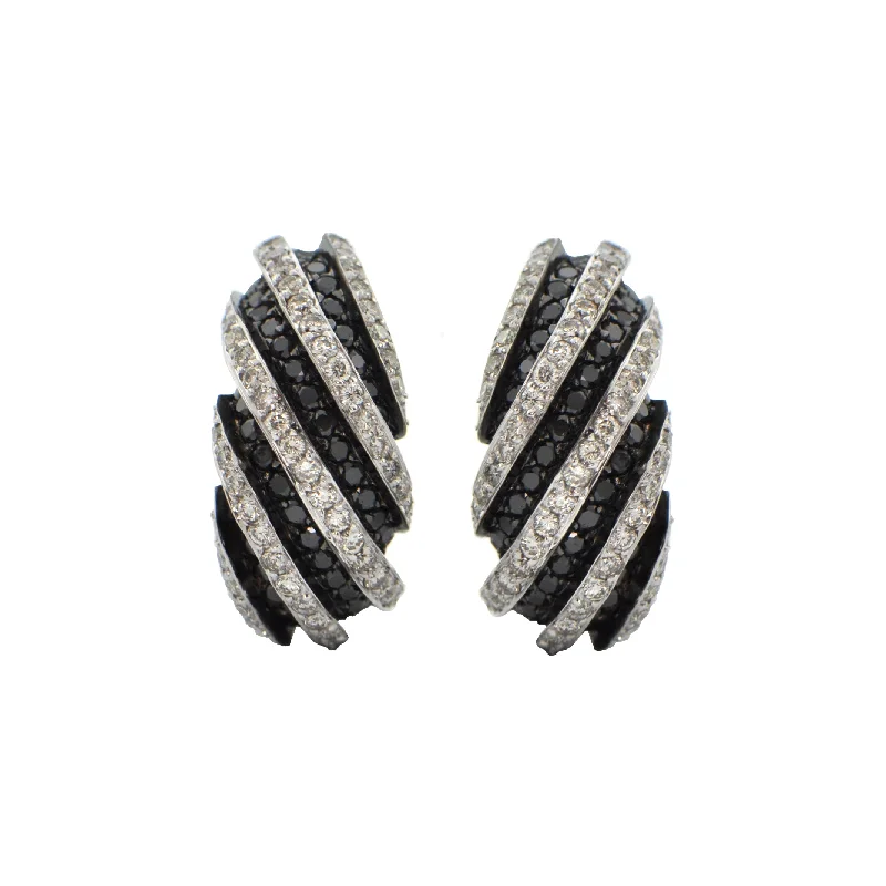 Hoop earrings with spiral designs for a dynamic and fluid look-4.65CT Black and White Striped Pavé Diamond Earrings