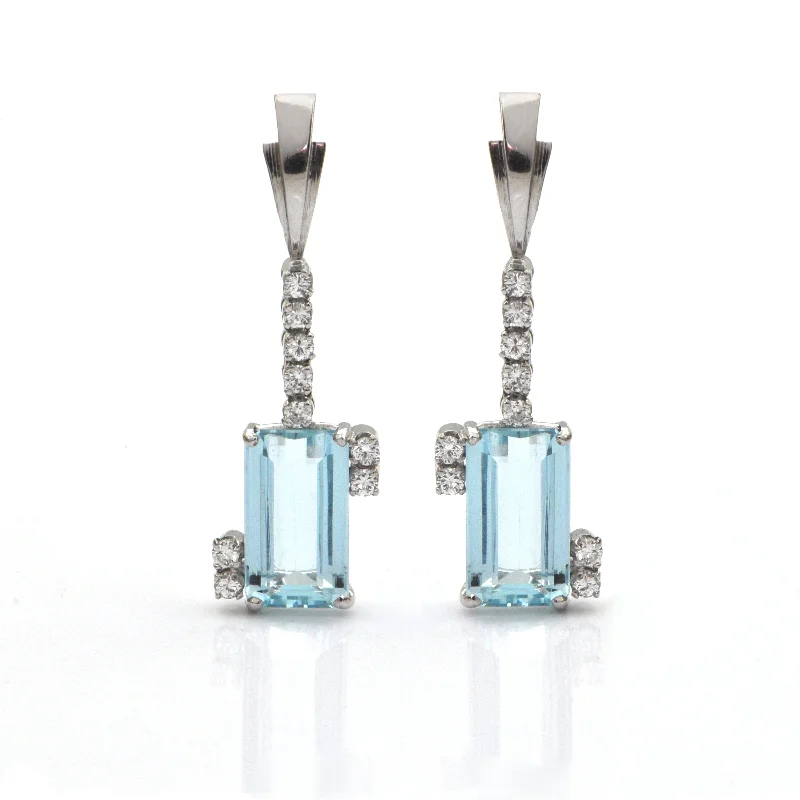 Best hoop earrings with hammered gold for a rustic yet elegant look-9.5 CT Aquamarine and 0.36 CT Diamond 18K White Gold Earrings