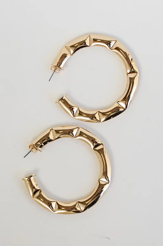 Hoop earrings with faceted crystals for added sparkle and shine-FINAL SALE - Alexa Gold Hoop Earrings