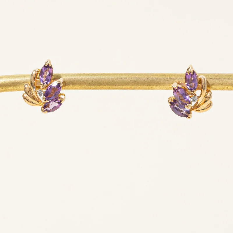 Best hoop earrings with butterfly motifs for a playful and whimsical appearance-Amethyst & Diamond Earrings | 1.00ctw, 0.01ctw |