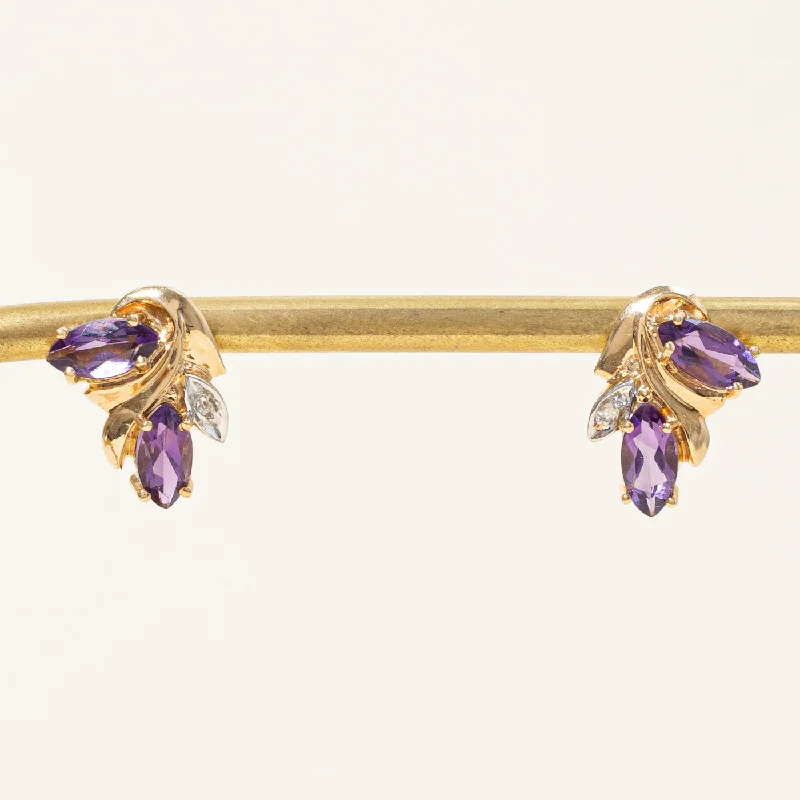 Large hoop earrings for a bold and statement-making fashion accessory-Amethyst & Diamond Earrings | 1.50ctw, 0.02ctw |