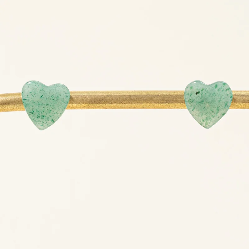 Hoop earrings with rhinestone-studded rims for a glamorous touch-Aventurine Quartz Heart Earrings | 5.00ctw |