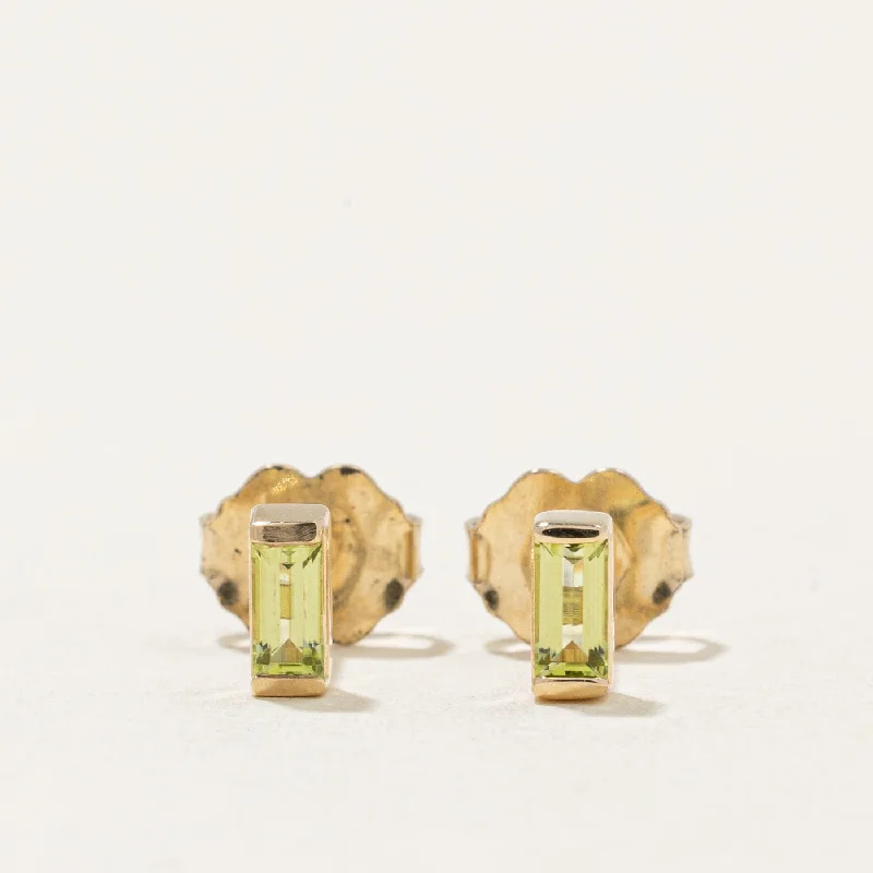 Hoop earrings with intricate designs for a unique and artistic appearance-'100 Ways' Baguette Peridot Earrings | 0.26ctw |