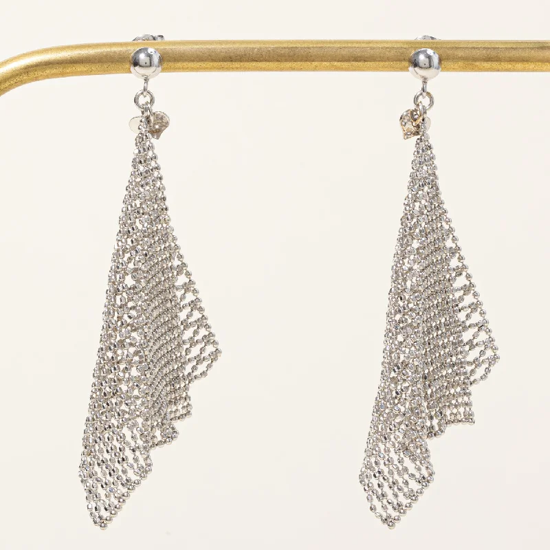 Hoop earrings with rhinestone embellishments for a glamorous and sparkling look-'Birks' 18k White Gold Mesh Earrings