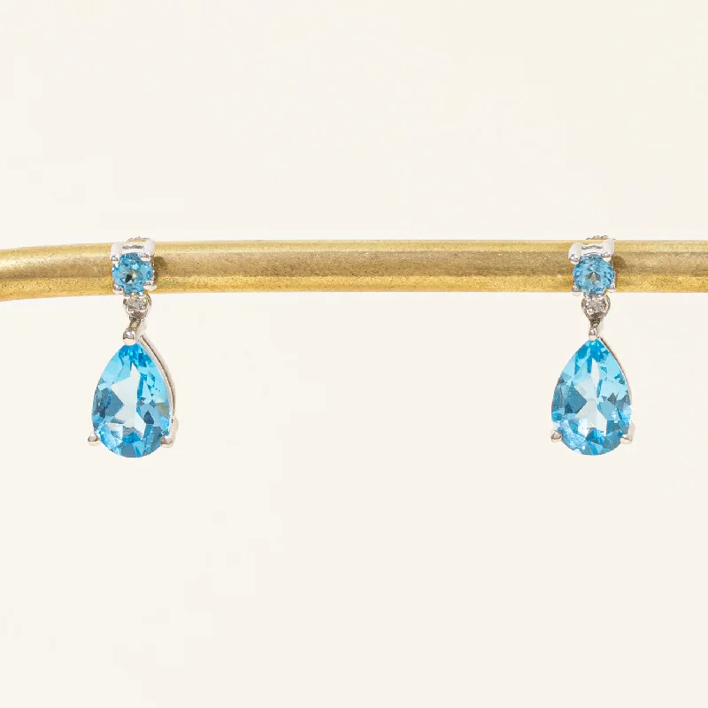 Best hoop earrings with hammered gold for a rustic yet elegant look-Blue Topaz & Diamond Earrings | 3.00ctw, 0.02ctw |