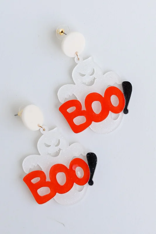 Hoop earrings with removable pendants for a versatile and customizable accessory-FINAL SALE - Boo Ghost Earrings