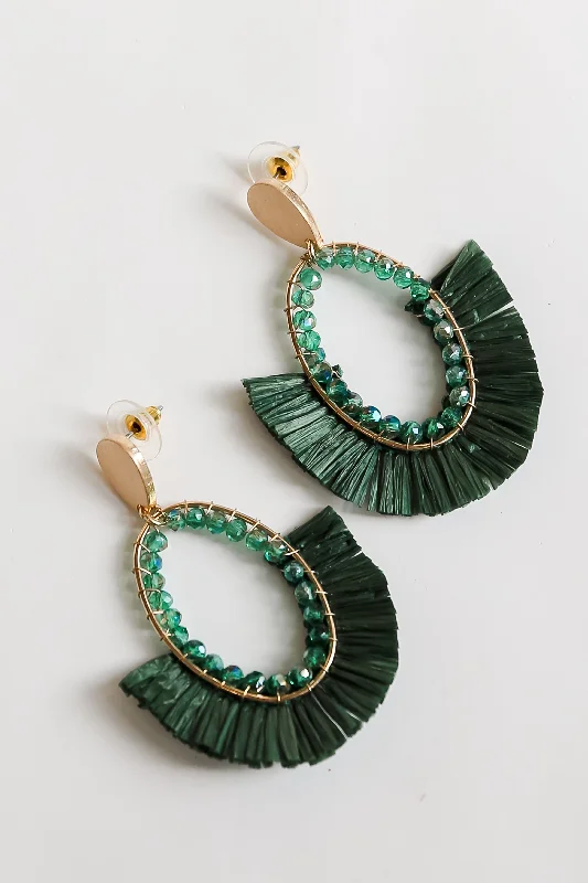 Medium hoop earrings for an everyday look with the perfect balance of style-Brittany Green Fringe Statement Earrings