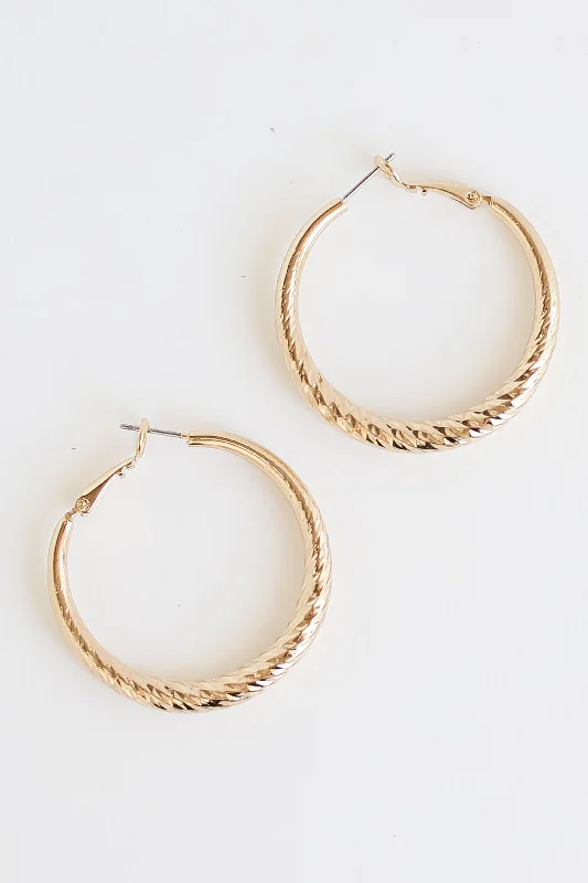 Hoop earrings with snake print designs for an edgy, wild appearance-FINAL SALE - Brynn Gold Twisted Hoop Earrings