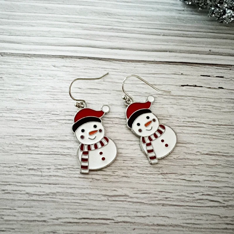 Hoop earrings with circle designs for a classic and timeless shape-Cap and Scarf Snowman Earrings