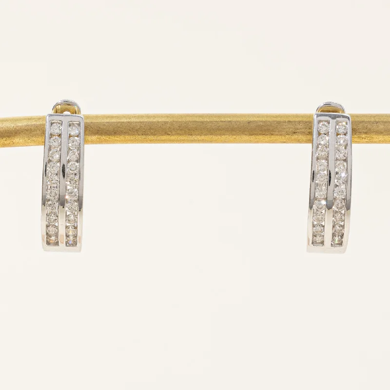 Hoop earrings with rhinestone embellishments for a glamorous and sparkling look-Channel Set Diamond Hoop Earrings | 0.70ctw |