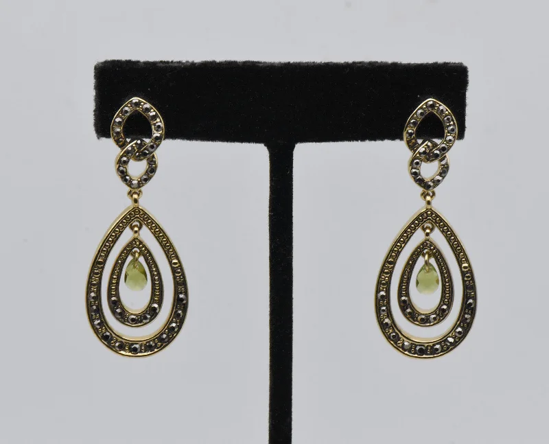 Best hoop earrings with gold-plated finishes for an affordable luxury vibe-Monet - Vintage Gold Tone Faux Peridot Earrings