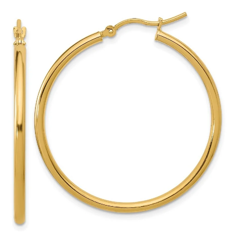 Best hoop earrings with minimalist designs for a clean and modern aesthetic-Curata 10k Yellow Gold Polished Hinged Hoop Earrings - 35x2mm