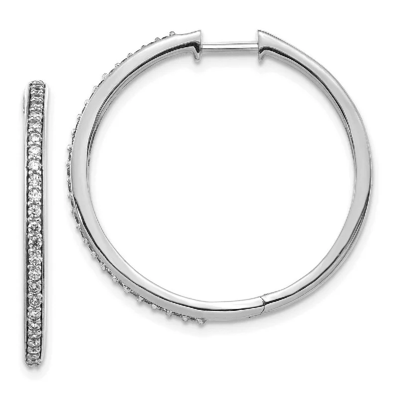 Hoop earrings with crescent moon shapes for a celestial and mystical appearance-Curata 14k White Gold Diamond Hoop Earrings Measures 27x29mm Wide 2mm Thick