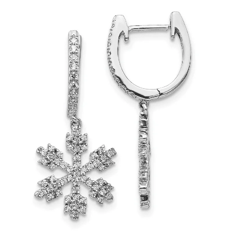 Hoop earrings with rhinestone-studded rims for a glamorous touch-Curata 14k White Gold Diamond Snowflake Earrings Measures 26x11mm Wide