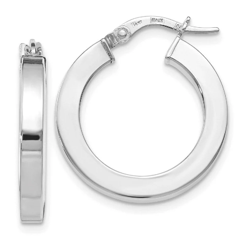 Best hoop earrings with gold-plated finishes for an affordable luxury vibe-Curata 14k White Gold Polished 22.5x3mm Squared Hoop Earrings