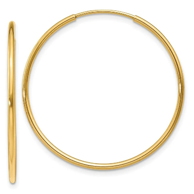 Best hoop earrings with oval shapes for a unique and elongated design-Curata 14k Yellow Gold Polished 1.25x30mm Endless Hoop Earrings