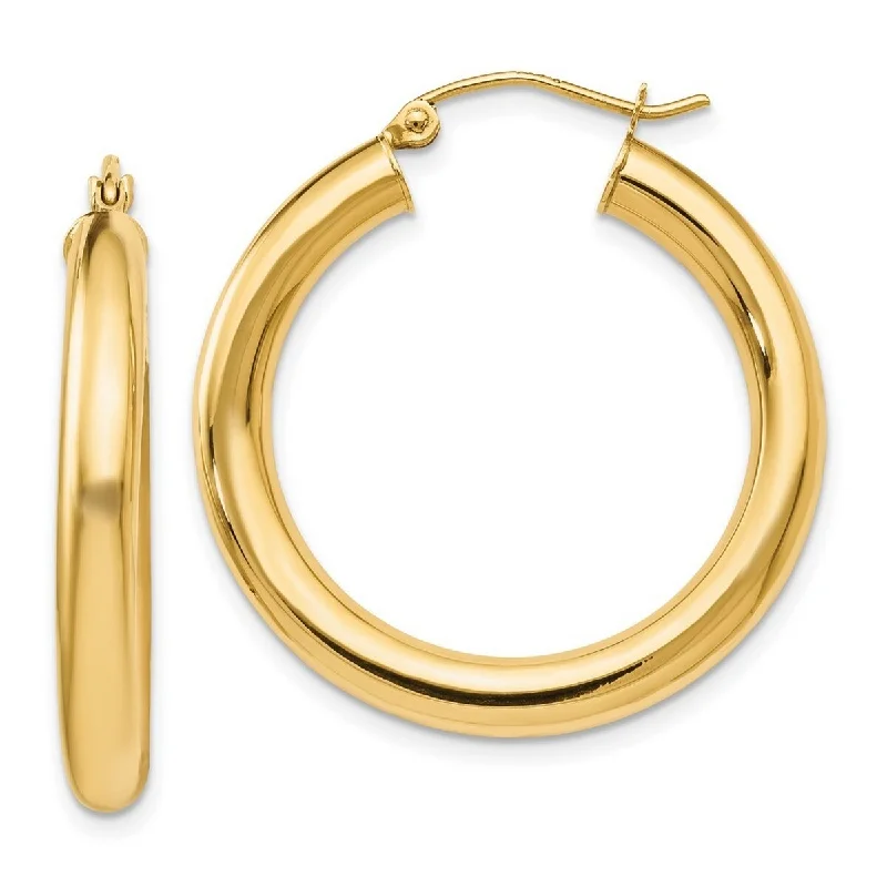 Best hoop earrings with butterfly motifs for a playful and whimsical appearance-Curata 14k Yellow Gold Polished Lightweight 31x4mm Hoop Earrings