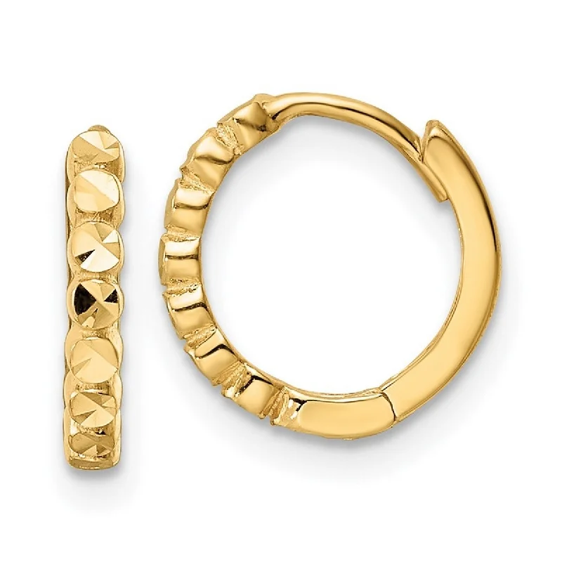 Best hoop earrings with gold for a luxurious and timeless look-Curata 14k Yellow Gold Sparkle Cut 2x12mm Hinged Hoop Earrings