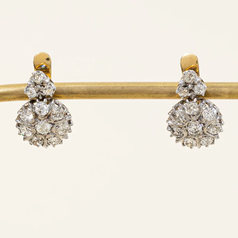 Stylish hoop earrings with diamond accents for an elegant and sparkling effect-Antique Diamond Earrings | 2.26ctw |