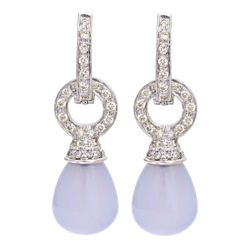 Hoop earrings with satin finishes for a smooth and elegant appearance-Earrings-Chalcedony and Diamond