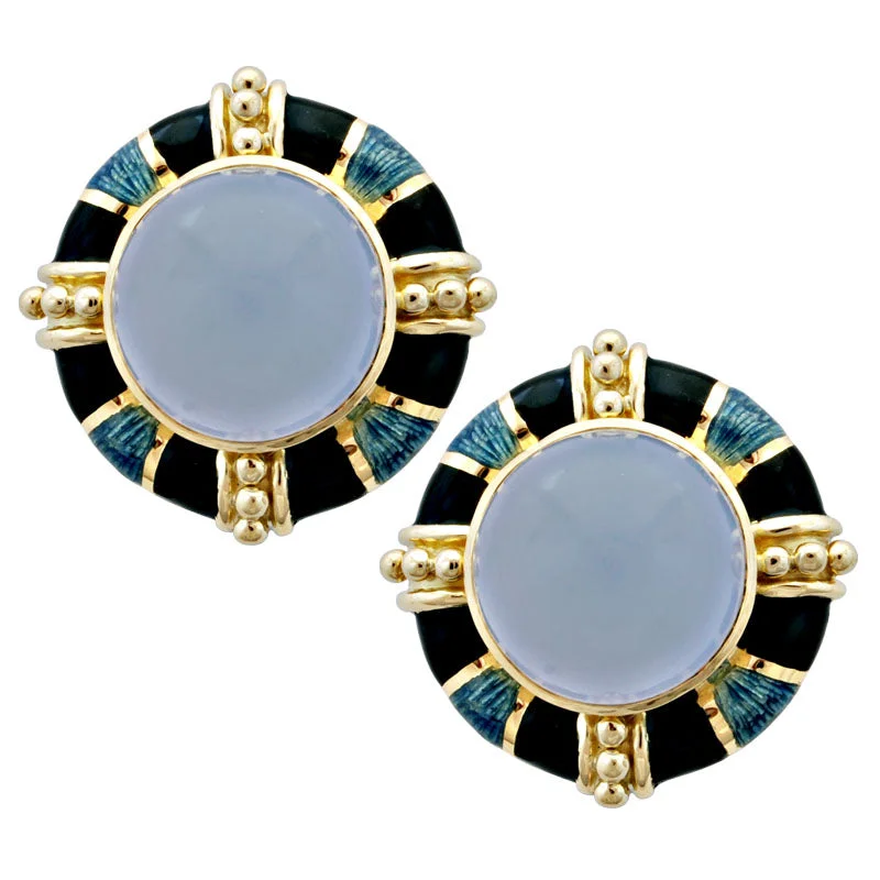 Best hoop earrings with oval shapes for a unique and elongated design-Earrings-Chalcedony (Enamel)