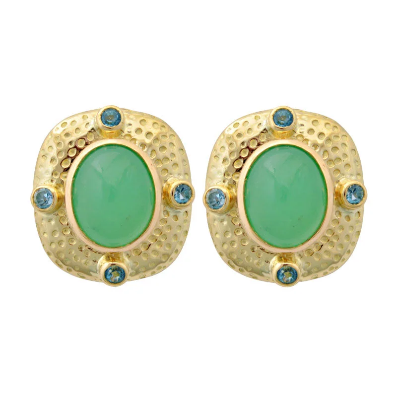 Best hoop earrings with geometric pendants for a modern, chic appeal-Earrings-Chrysoprase and Blue Topaz