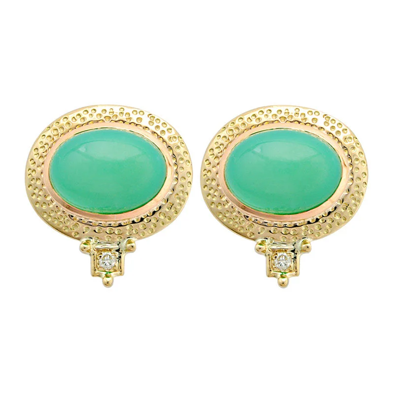 Hoop earrings with oversized pearl accents for a statement-making look-Earrings-Chrysoprase and Diamond