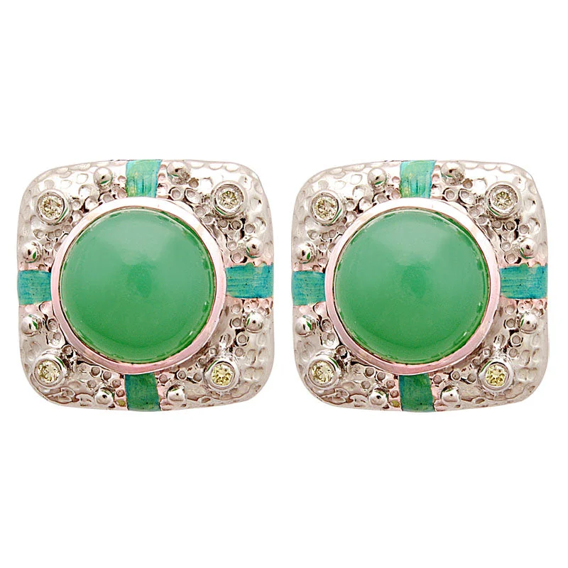 Best hoop earrings with rose gold for a romantic and warm aesthetic-Earrings-Chrysoprase and Diamond (Enamel)