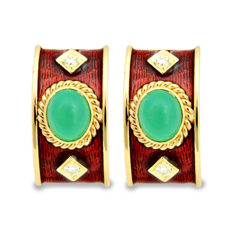 Best hoop earrings with angel wing accents for a spiritual and meaningful design-Earrings-Chrysoprase and Diamond (Enamel)