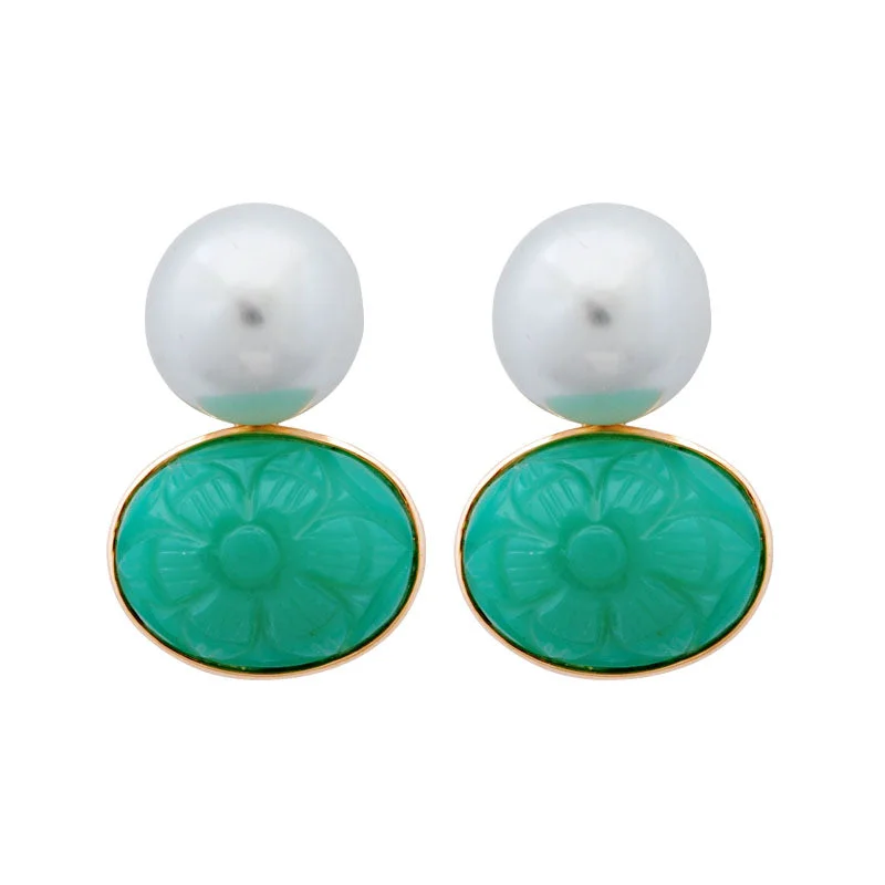 Best hoop earrings with cubic zirconia for a budget-friendly, dazzling look-Earrings-Chrysoprase and Pearl