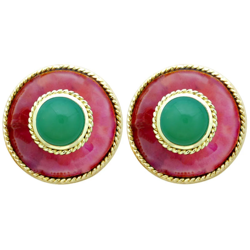 Hoop earrings with spiral designs for a dynamic and fluid look-Earrings-Chrysoprase (Enamel)