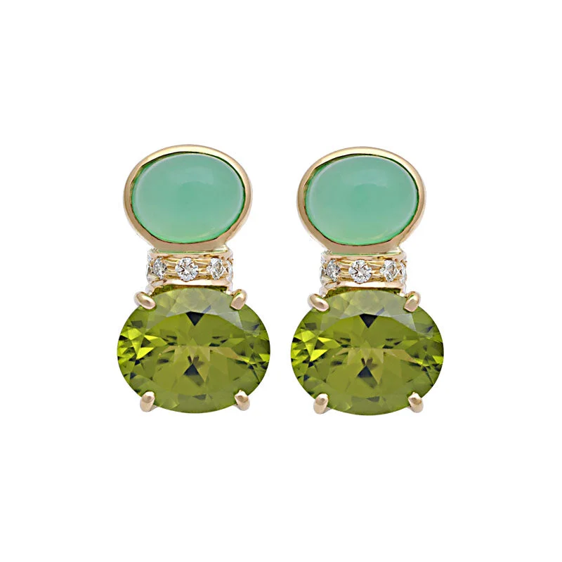 Best hoop earrings with matte finish for a sophisticated, understated design-Earrings-Chrysoprase, Peridot and Diamond