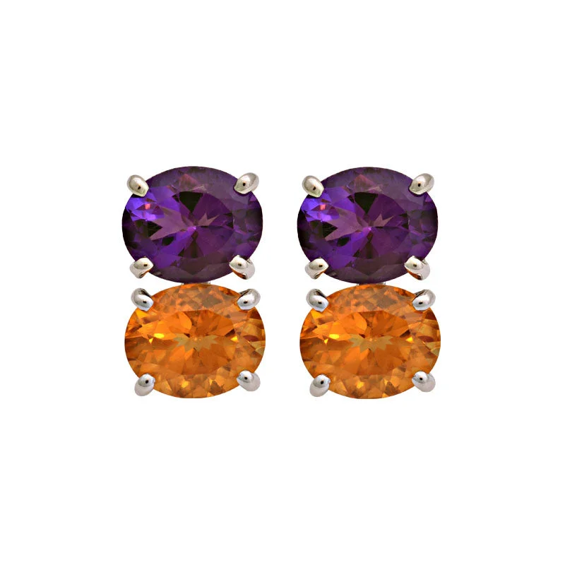 Hoop earrings with snake print designs for an edgy, wild appearance-Earrings-Citrine and Amethyst