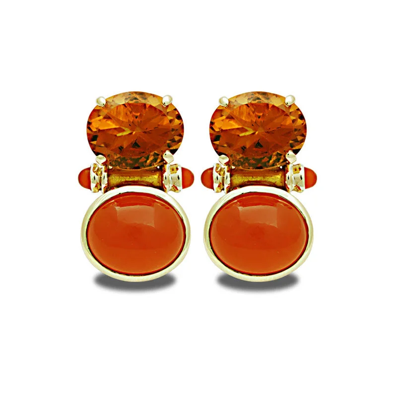 Best hoop earrings with geometric hexagon shapes for a modern, angular look-Earrings-Citrine and Cornelian (Enamel)