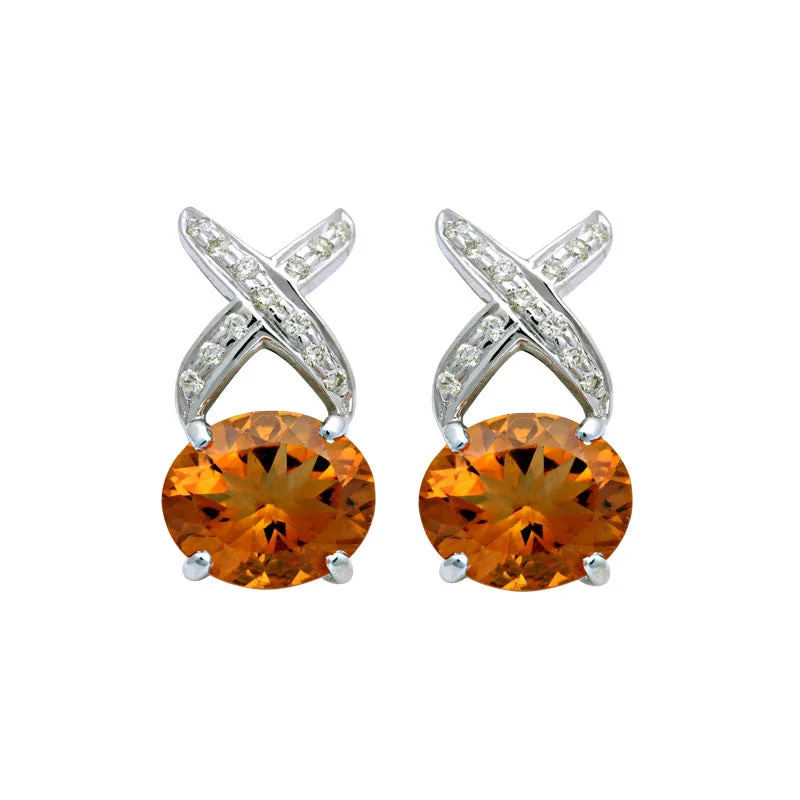 Best hoop earrings with tribal designs for a cultural and exotic aesthetic-Earrings-Citrine and Diamond