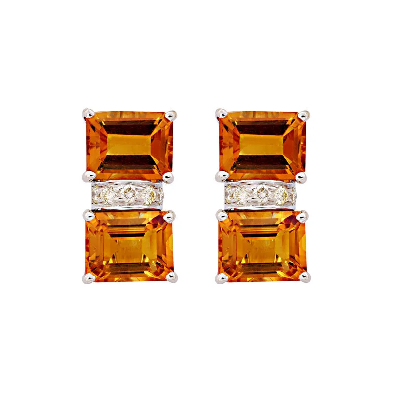 Best hoop earrings with hammered gold for a rustic yet elegant look-Earrings-Citrine and Diamond