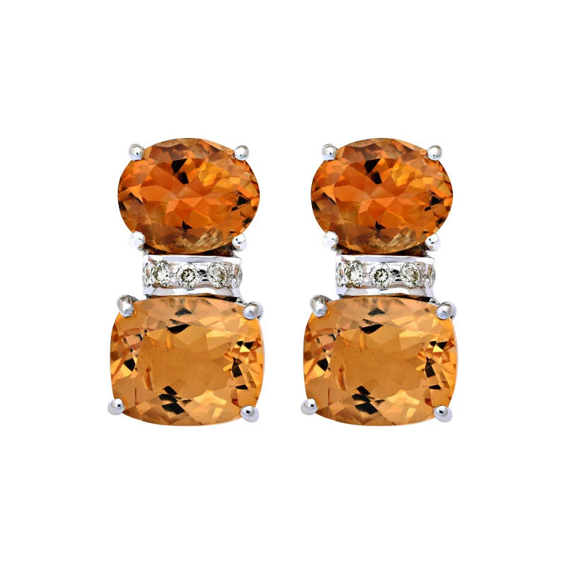 Best hoop earrings with matching bracelets for a coordinated jewelry set-Earrings-Citrine and Diamond